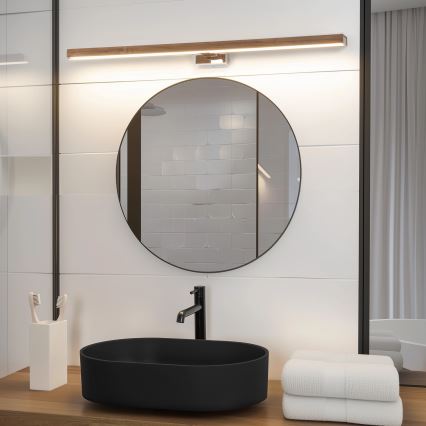 Brilagi - LED Badkamer spiegelverlichting WOODY MIRROR LED/15W/230V 90 cm IP44 eiken kers/glanzend chroom