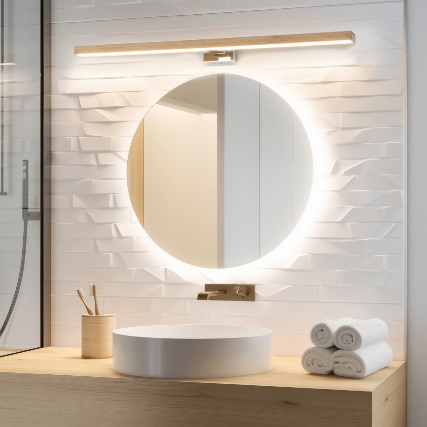 Brilagi - LED Badkamer spiegelverlichting WOODY MIRROR LED/15W/230V 90 cm IP44 eiken/wit
