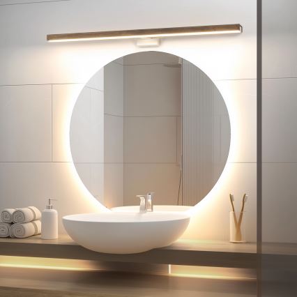 Brilagi - LED Badkamer spiegelverlichting WOODY MIRROR LED/15W/230V 90 cm IP44 eiken walnoot/wit