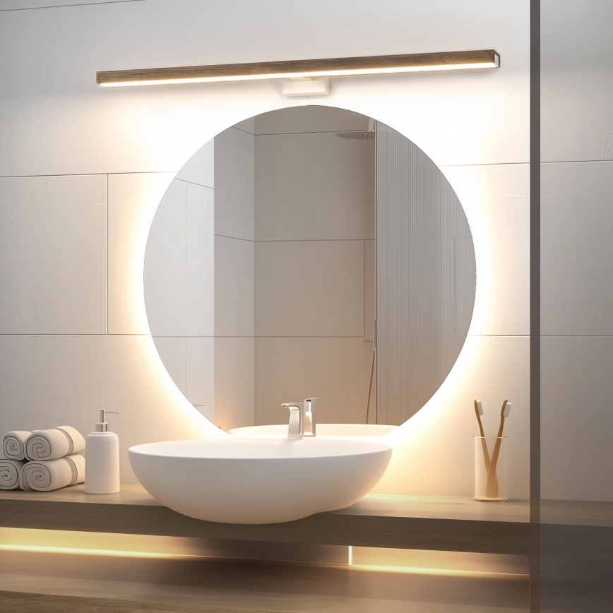 Brilagi - LED Badkamer spiegelverlichting WOODY MIRROR LED/15W/230V 90 cm IP44 eiken walnoot/wit