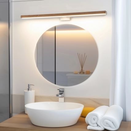 Brilagi - LED Badkamer spiegelverlichting WOODY MIRROR LED/15W/230V 90 cm IP44 eiken kers/wit