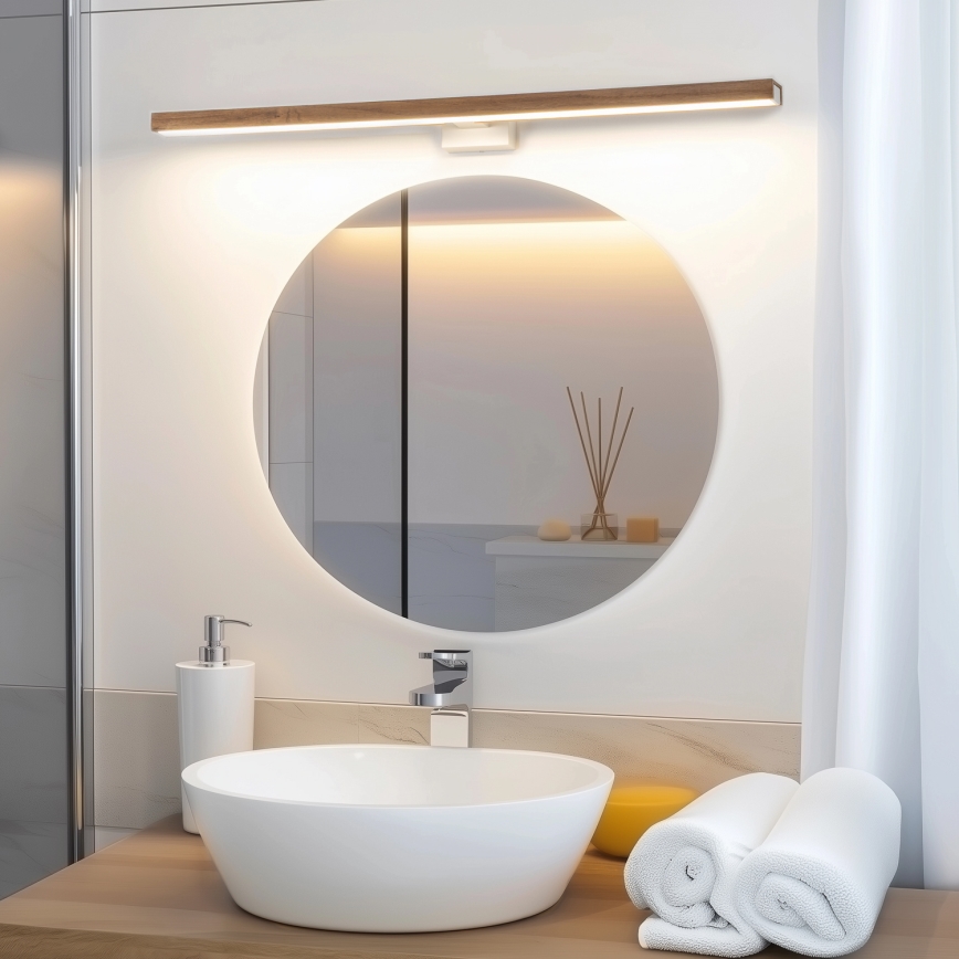 Brilagi - LED Badkamer spiegelverlichting WOODY MIRROR LED/15W/230V 90 cm IP44 eiken kers/wit