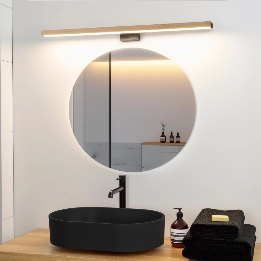 Brilagi - LED Badkamer spiegelverlichting WOODY MIRROR LED/15W/230V 90 cm IP44 eiken/zwart