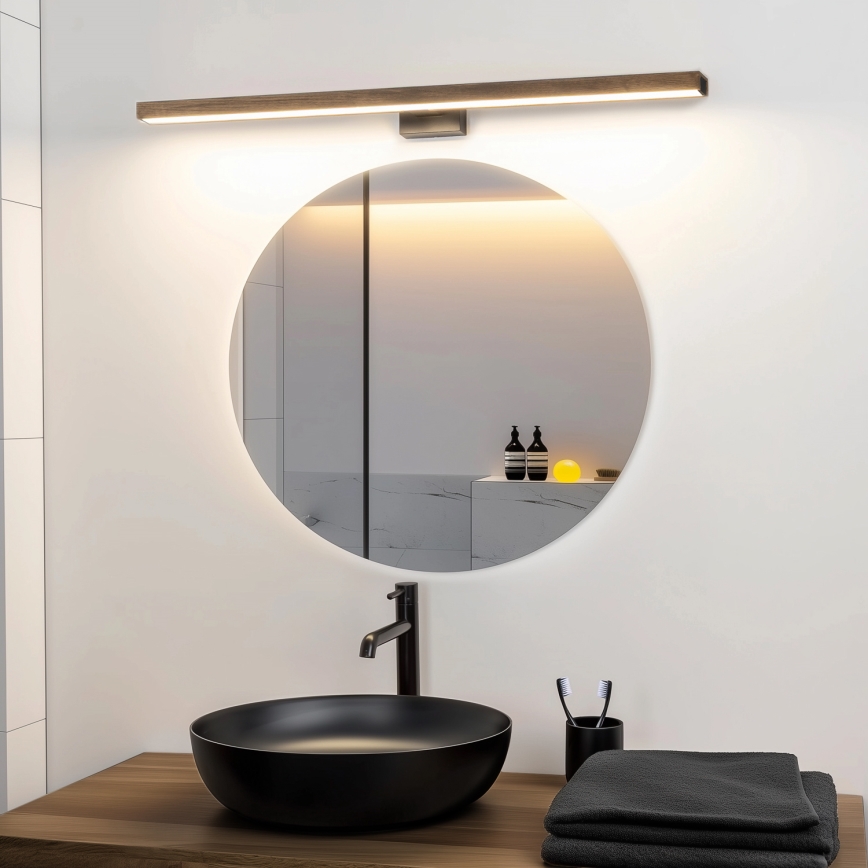 Brilagi - LED Badkamer spiegelverlichting WOODY MIRROR LED/15W/230V 90 cm IP44 eiken walnoot/zwart