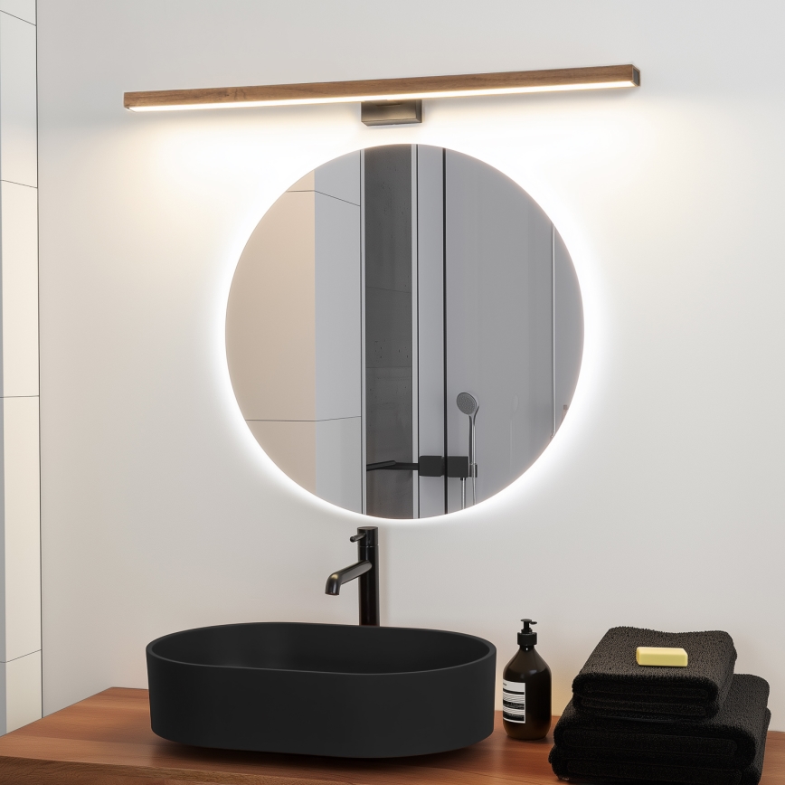 Brilagi - LED Badkamer spiegelverlichting WOODY MIRROR LED/15W/230V 90 cm IP44 eiken kers/zwart