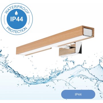Brilagi - LED Badkamer spiegelverlichting WOODY MIRROR LED/8W/230V 40 cm IP44 eiken/glanzend chroom