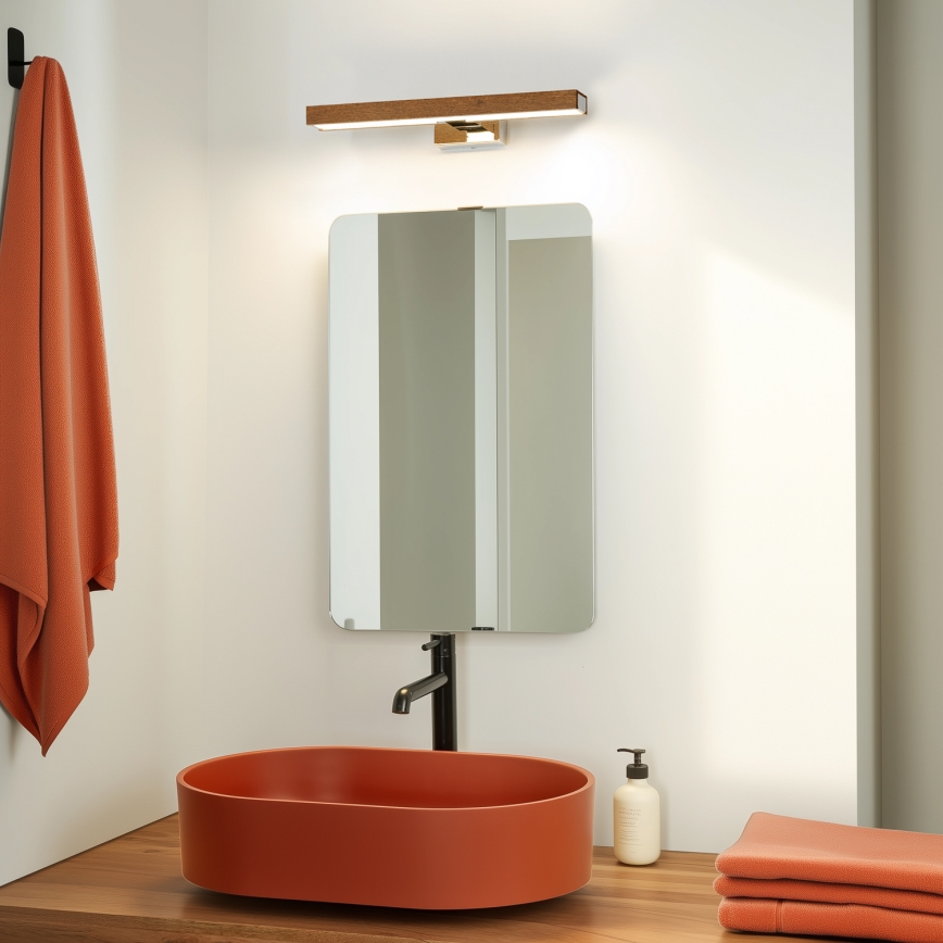 Brilagi - LED Badkamer spiegelverlichting WOODY MIRROR LED/8W/230V 40 cm IP44 eiken kers/glanzend chroom