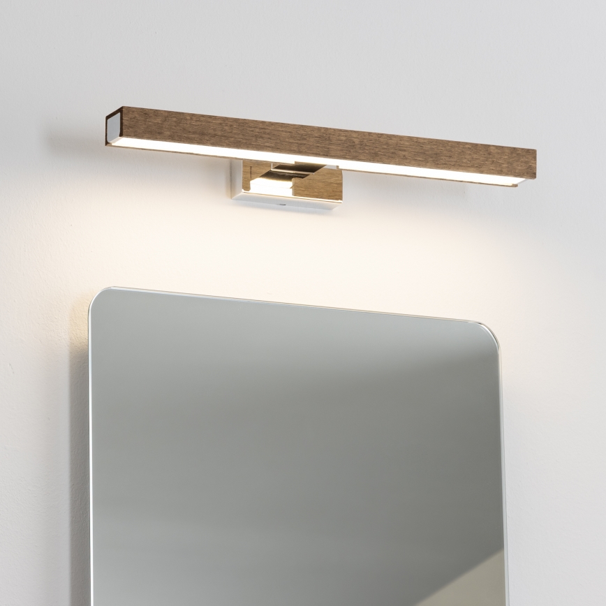 Brilagi - LED Badkamer spiegelverlichting WOODY MIRROR LED/8W/230V 40 cm IP44 eiken walnoot/glanzend chroom