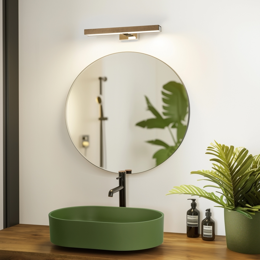Brilagi - LED Badkamer spiegelverlichting WOODY MIRROR LED/8W/230V 40 cm IP44 eiken walnoot/glanzend chroom