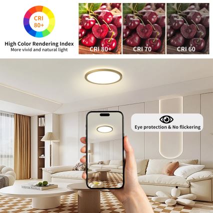 Brilagi - ULTRA SLIM LED plafondlamp voor badkamer, 12W/230V, Ø 22,5 cm, goudkleurig, IP54