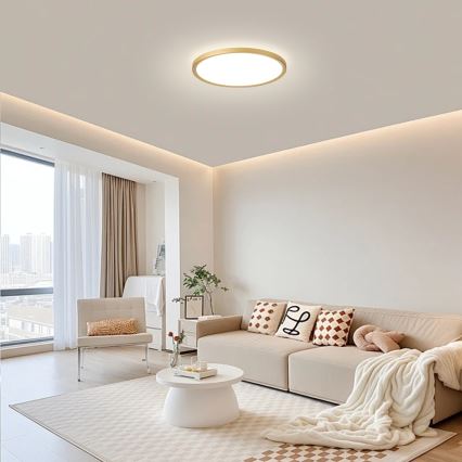 Brilagi - ULTRA SLIM LED plafondlamp voor badkamer LED/18W/230V Ø 30 cm goudkleurig IP54