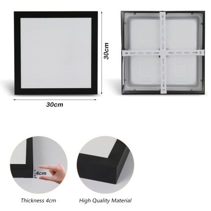 Brilagi - LED Badkamer plafondlamp FRAME LED/24W/230V 30x30 cm 3000/4000/6000K IP44 zwart