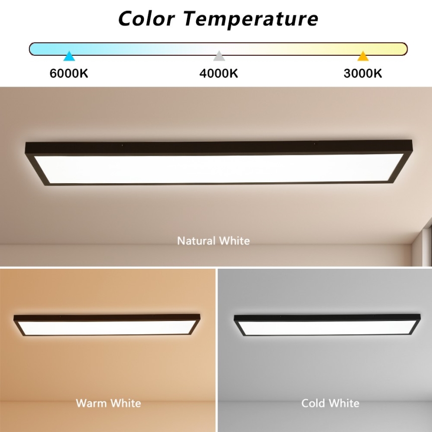 Brilagi - LED Badkamer plafondlamp FRAME LED/50W/230V 30x120 cm 3000/4000/6000K IP44 zwart