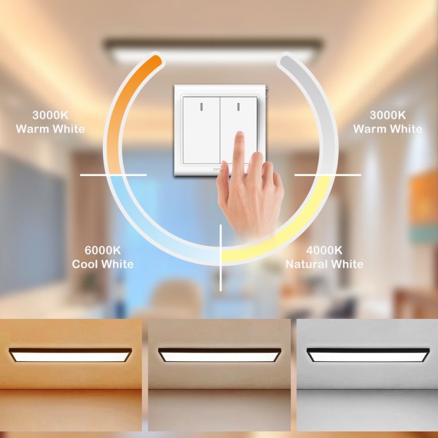 Brilagi - LED Badkamer plafondlamp FRAME LED/50W/230V 30x120 cm 3000/4000/6000K IP44 zwart