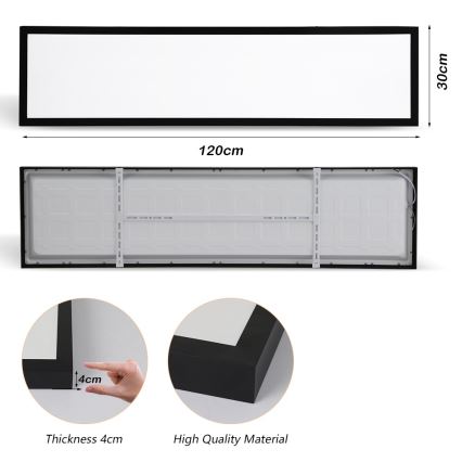 Brilagi - LED Badkamer plafondlamp FRAME LED/50W/230V 30x120 cm 3000/4000/6000K IP44 zwart