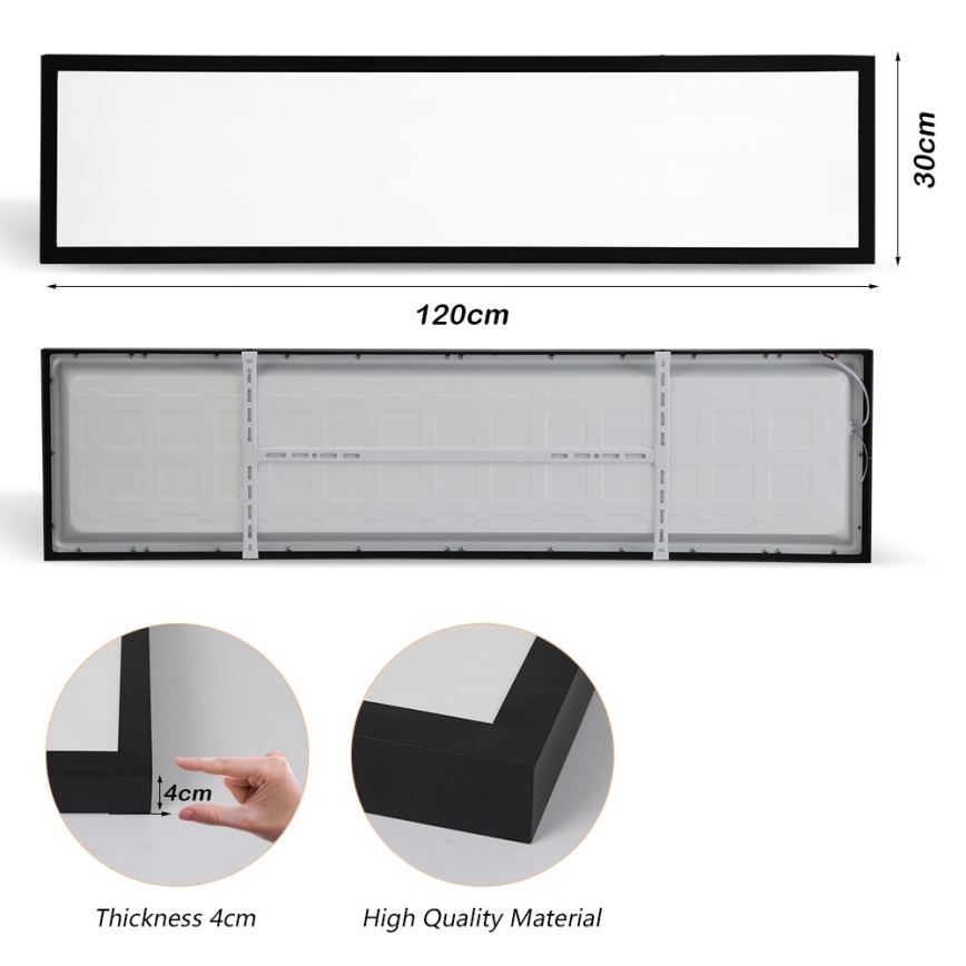 Brilagi - LED Badkamer plafondlamp FRAME LED/50W/230V 30x120 cm 3000/4000/6000K IP44 zwart