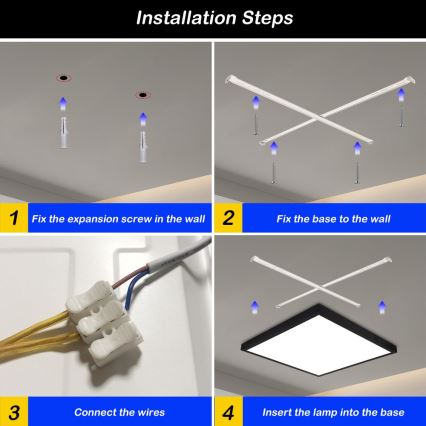 Brilagi - LED Badkamer plafondlamp FRAME LED/50W/230V 3000/4000/6000K IP44 zwart