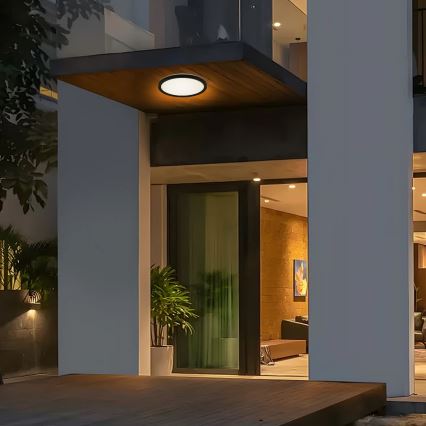 Brilagi - LED Badkamer plafondlamp ULTRA SLIM LED/12W/230V diameter 22,5 cm zwart IP54