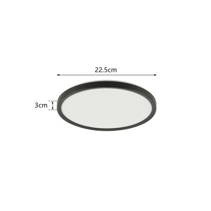 Brilagi - LED Badkamer plafondlamp ULTRA SLIM LED/12W/230V diameter 22,5 cm zwart IP54
