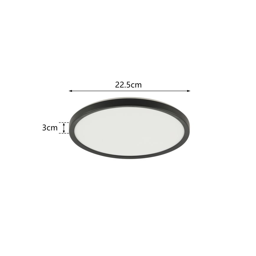 Brilagi - LED Badkamer plafondlamp ULTRA SLIM LED/12W/230V diameter 22,5 cm zwart IP54