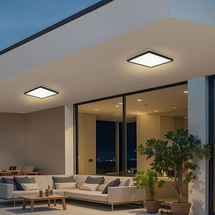 Brilagi - LED Badkamer plafondlamp ULTRA SLIM LED/24W/230V 42x42 cm zwart IP54