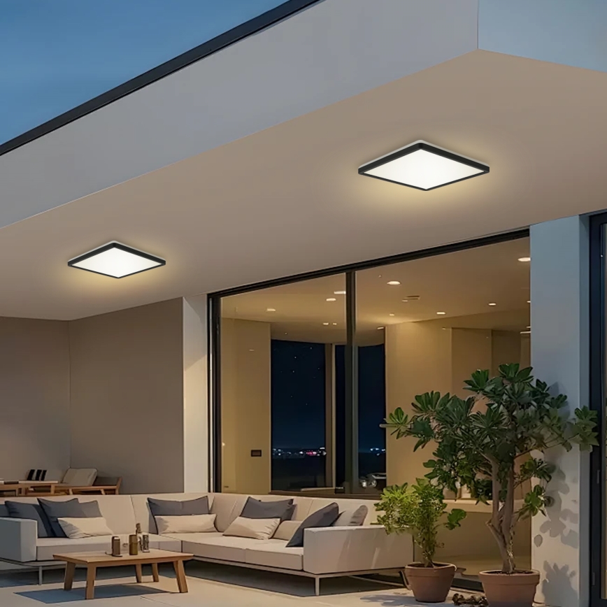 Brilagi - LED Badkamer plafondlamp ULTRA SLIM LED/24W/230V 42x42 cm zwart IP54