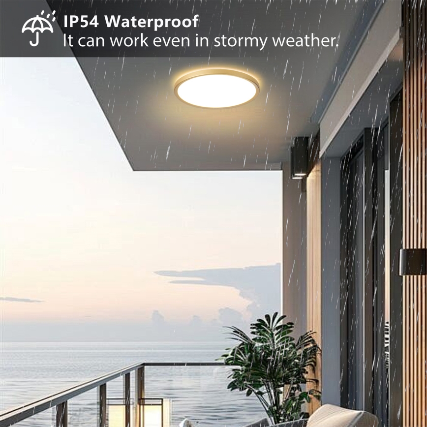 Brilagi - LED-plafondlamp voor badkamer ULTRA SLIM LED/24W/230V Ø 42 cm goudkleurig IP54