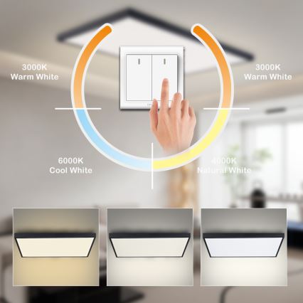 Brilagi - LED plafondlamp voor badkamer FRAME LED/96W/230V 120x60 cm 3000/4000/6000K IP44 zwart