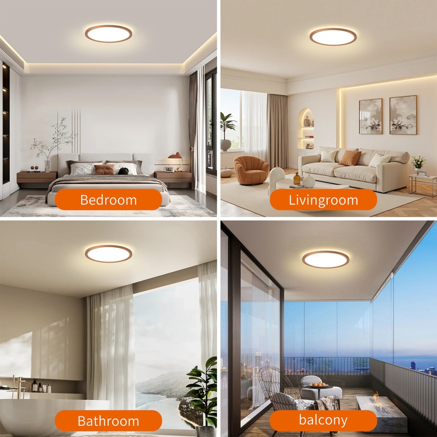 Brilagi - LED plafondlamp voor badkamer ULTRA SLIM LED/12W/230V Ø 22,5 cm roségoud IP54