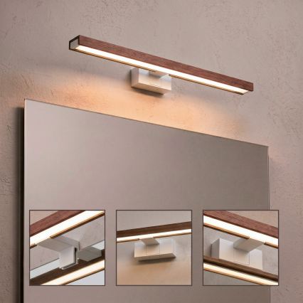Brilagi - LED-badkamerspiegelverlichting 3-in-1 WOODY MIRROR LED/12W/230V 60 cm IP44 wit/eik kers
