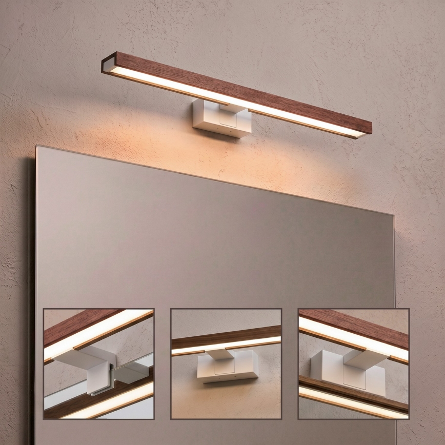 Brilagi - LED-badkamerspiegelverlichting 3-in-1 WOODY MIRROR LED/12W/230V 60 cm IP44 wit/eik kers
