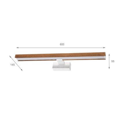 Brilagi - LED-badkamerspiegelverlichting 3-in-1 WOODY MIRROR LED/12W/230V 60 cm IP44 wit/eik kers