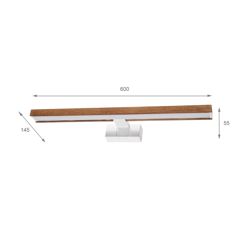 Brilagi - LED-badkamerspiegelverlichting 3-in-1 WOODY MIRROR LED/12W/230V 60 cm IP44 wit/eik kers