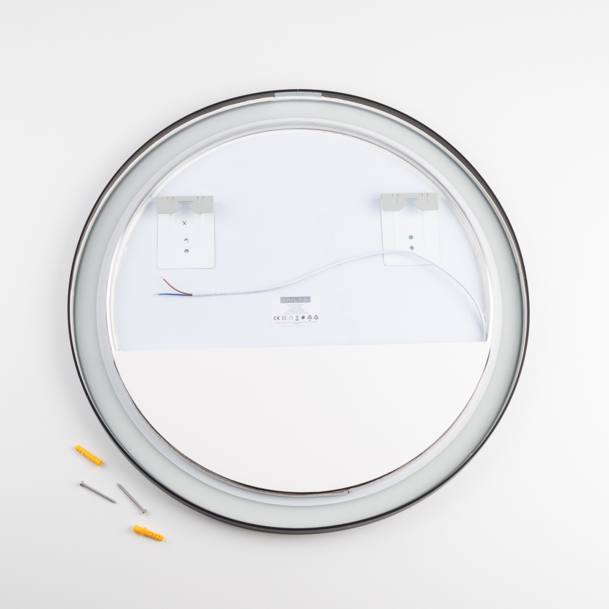 Brilagi - LED-badkamerspiegel ASTI LED/19W/230V Ø 60 cm zwart IP44 CRI 90 dimbaar + CCT