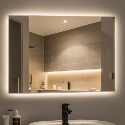 Brilagi - LED-badkamerspiegel DESIO LED/28W/230V 60x80 cm zilver IP44 CRI 90 dimbaar + CCT