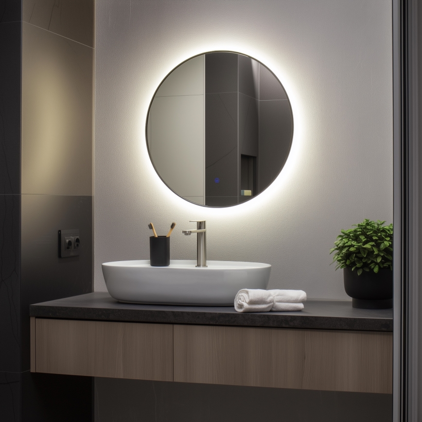 Brilagi - LED-badkamerspiegel VENA BLACK LED/19W/230V Ø 60 cm IP44 CRI 90 dimbaar + CCT