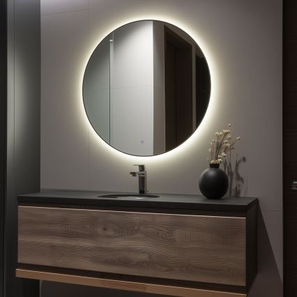 Brilagi - LED badkamerspiegel VENA BLACK LED/32W/230V Ø 100 cm IP44 CRI 90 dimbaar + CCT