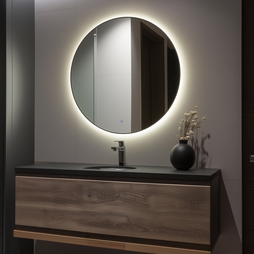 Brilagi - LED badkamerspiegel VENA BLACK LED/32W/230V Ø 100 cm IP44 CRI 90 dimbaar + CCT