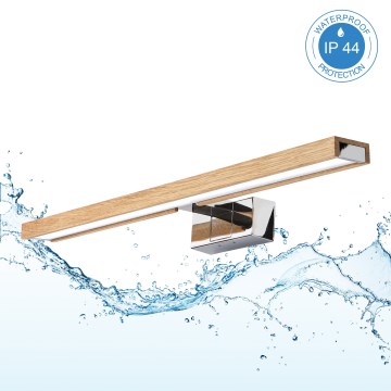 Brilagi - LED-badkamerspiegelverlichting 3-in-1 WOODY MIRROR LED/12W/230V 60 cm IP44 glanzend chroom/eiken