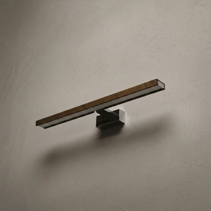 Brilagi - 3-in-1 LED-spiegelverlichting voor de badkamer WOODY MIRROR LED/12W/230V 60 cm IP44 glanzend chroom/eik walnoot