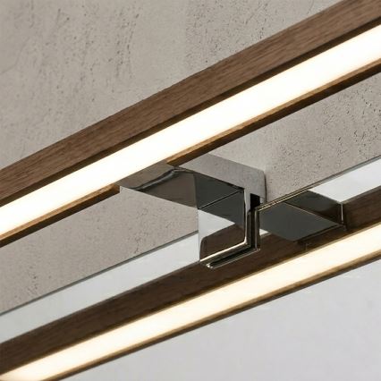 Brilagi - 3-in-1 LED-spiegelverlichting voor de badkamer WOODY MIRROR LED/12W/230V 60 cm IP44 glanzend chroom/eik walnoot