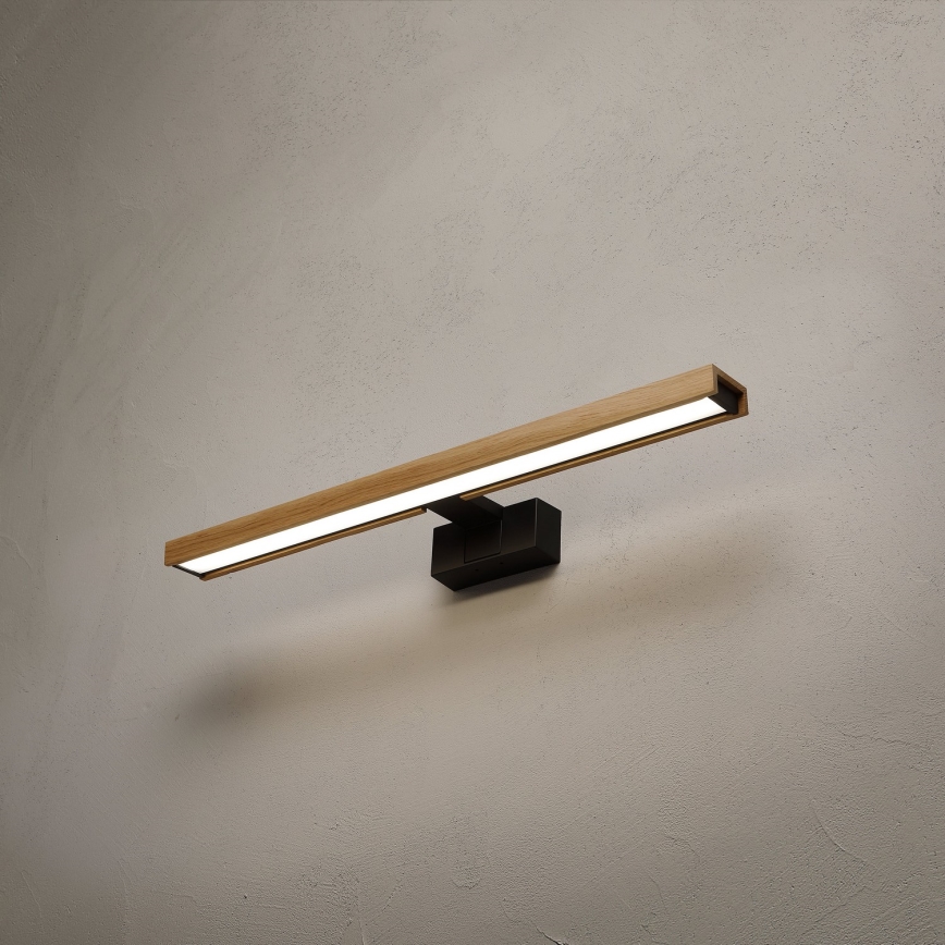 Brilagi - LED badkamerspiegelverlichting 3-in-1 WOODY MIRROR LED/12W/230V 60 cm IP44 zwart/eiken