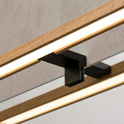 Brilagi - LED badkamerspiegelverlichting 3-in-1 WOODY MIRROR LED/12W/230V 60 cm IP44 zwart/eiken