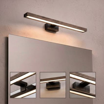 Brilagi - LED-spiegelverlichting 3-in-1 voor badkamer WOODY MIRROR LED/12W/230V IP44 zwart/eiken/walnoot
