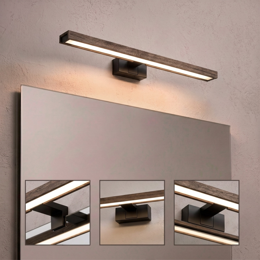 Brilagi - LED-spiegelverlichting 3-in-1 voor badkamer WOODY MIRROR LED/12W/230V IP44 zwart/eiken/walnoot
