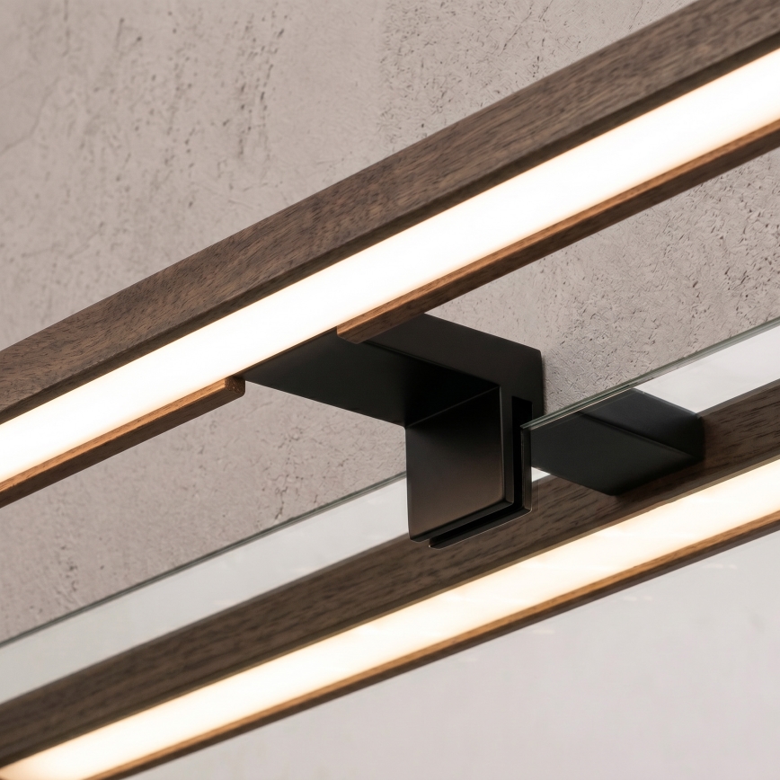 Brilagi - LED-spiegelverlichting 3-in-1 voor badkamer WOODY MIRROR LED/12W/230V IP44 zwart/eiken/walnoot