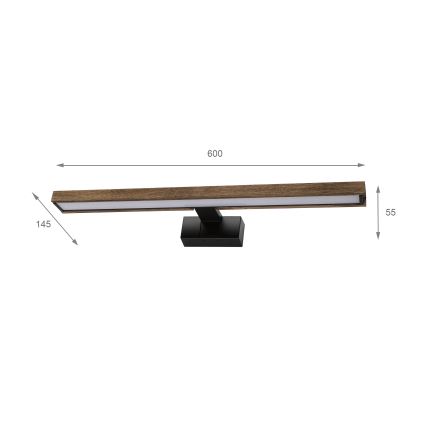 Brilagi - LED-spiegelverlichting 3-in-1 voor badkamer WOODY MIRROR LED/12W/230V IP44 zwart/eiken/walnoot