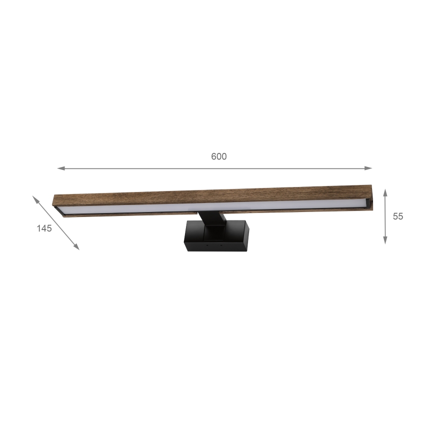 Brilagi - LED-spiegelverlichting 3-in-1 voor badkamer WOODY MIRROR LED/12W/230V IP44 zwart/eiken/walnoot