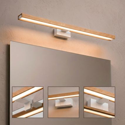Brilagi - LED-badkamerverlichting voor spiegel 3-in-1 WOODY MIRROR LED/15W/230V 80 cm IP44 wit/eiken