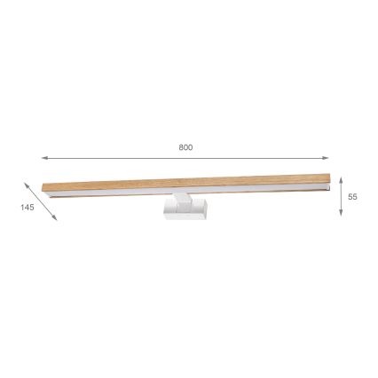 Brilagi - LED-badkamerverlichting voor spiegel 3-in-1 WOODY MIRROR LED/15W/230V 80 cm IP44 wit/eiken